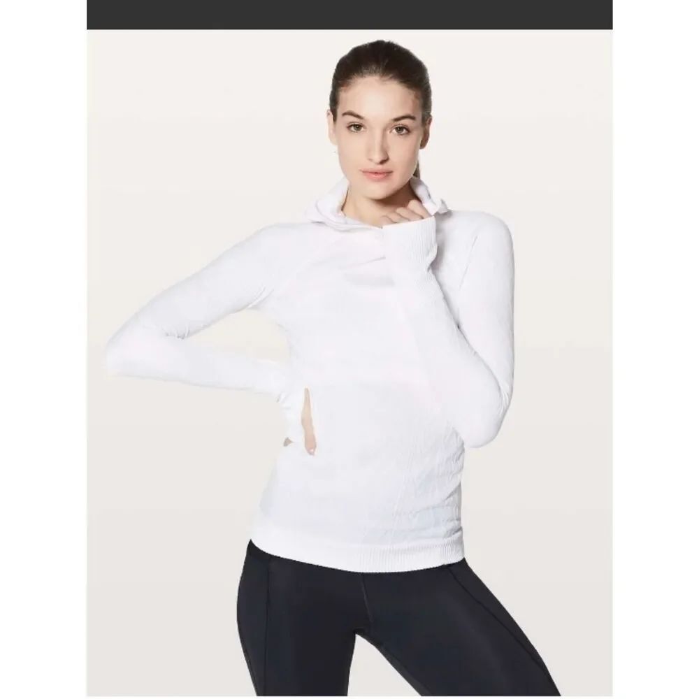 Lululemon Rest Less White Knit Hoodie Women’s Sz Small